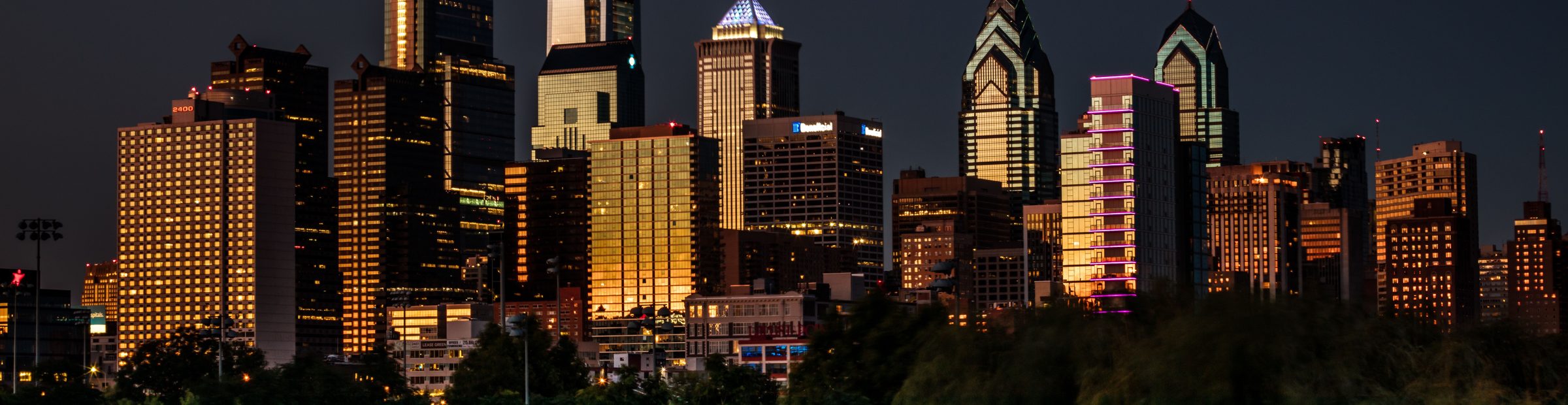 The Philadelphia skyline at night